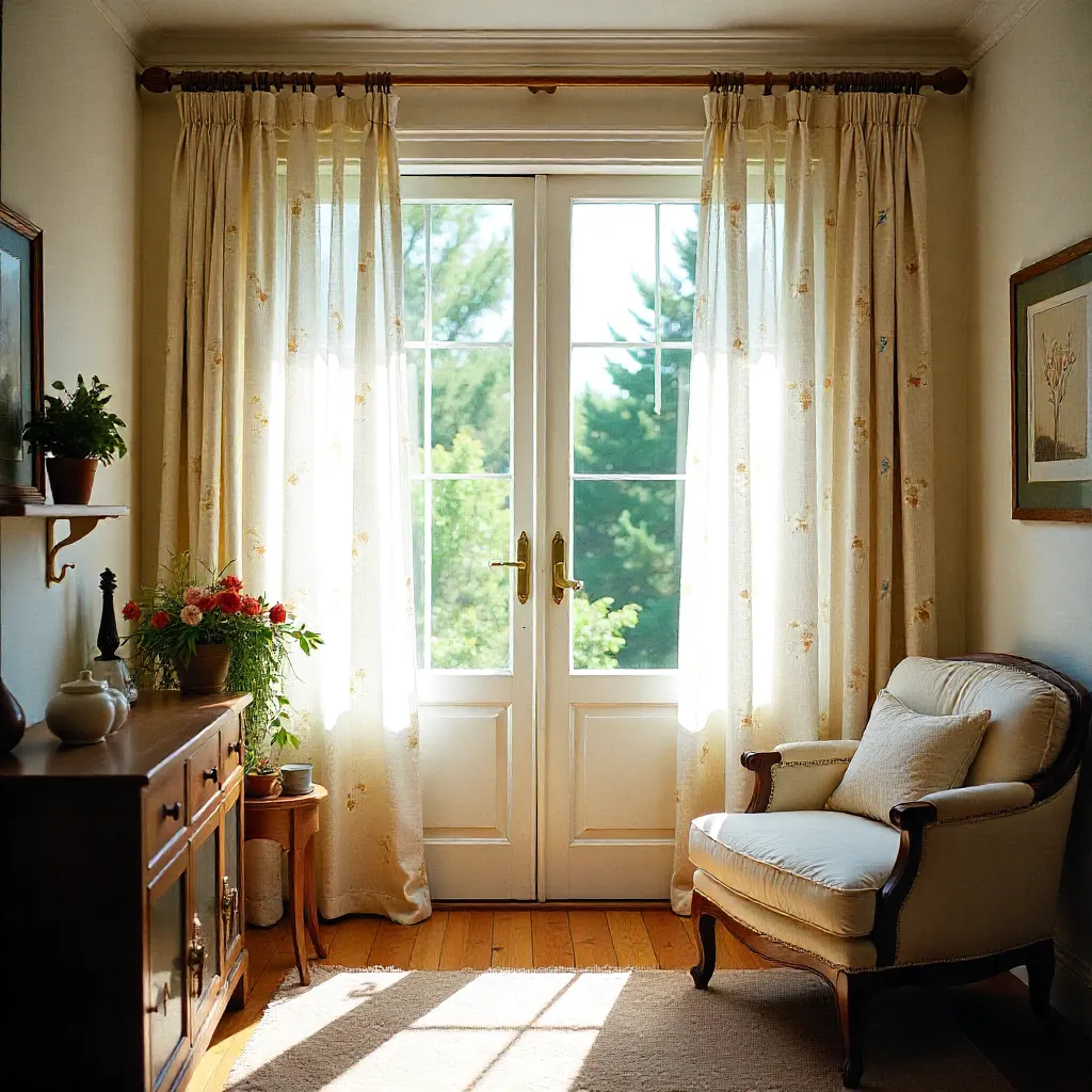 Minimalist interior with elegant curtains