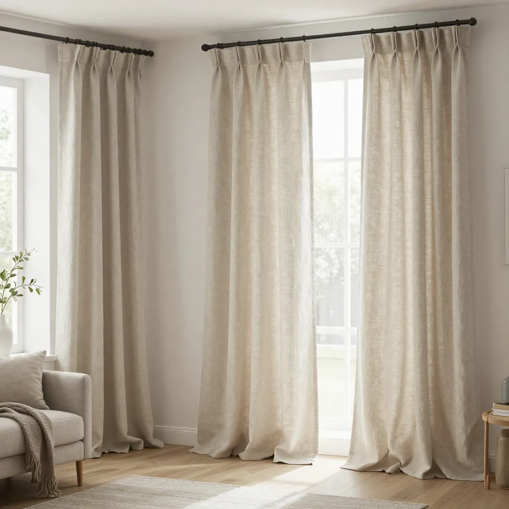 Coastal inspired interior with light curtains